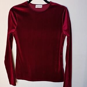 MARELLA Deep Red Velvet Long Sleeve Top Size M